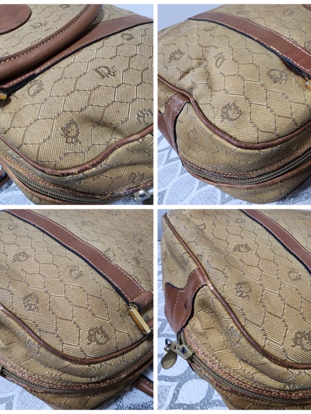 Authentic Christian Dior Vintage Canvas Boston Bag Beige/Brown - Picture 13 of 16